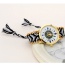 Retro Gray +black Feather Pattern Decorated Weave Tassel Design  Alloy Ladies Watches