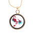 Elegant Blue+red Two Flower Pattern Decorated Round Shape Perfume Bottle Pendante Design Alloy Chains