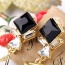 Exquisite Black Square Gemstone Decorated Hollow Out Triangle Design