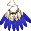 Retro Blue Tassel Feather&leaf Pendant Decorated Simple Design