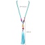 Fashion Blue Tassel Pendant Decorated Beads Chain Design