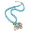 Fashion Blue Flower Pendant Decorated Short Chain Design Alloy Bib Necklaces