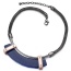 Exaggerate Blue Half-moon-shaped Decorated Short Chain Design Alloy Bib Necklaces
