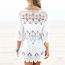 Sexy White Flower Pattern Hollow Out Design Bikini Cover Up Smock