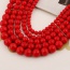 Luxury Red Pure Color Beads Weaving Decorated Multilayer Design  Rosin Jewelry Sets
