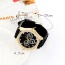 Casual Coffee Diamond & Small Seconds Decorated Round Case Design  Plastic Ladies Watches
