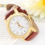 Fashion Coffee Letter Pattern Decorated Pure Color Design  Pu Ladies Watches