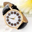 Elegant Black Flowers Pattern Decorated Pure Color Design  Pu Ladies Watches