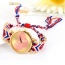Vintage Sapphire Blue+red Heart Shape Pattern Decorated Hand-woven Strap Design  Fabric Ladies Watches