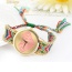 Vintage Green+red Heart Shape Pattern Decorated Hand-woven Strap Design  Fabric Ladies Watches