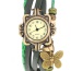 vintage Green Butterfly Shape Decorated Multilayer Design Pu Ladies Watches