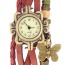 vintage Claret-red Butterfly Shape Decorated Multilayer Design Pu Ladies Watches