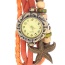 vintage Orange Starfish Shape Decorated Multilayer Design Pu Ladies Watches