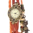 vintage Orange Owl Shape Decorated Multilayer Design Pu Ladies Watches