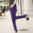 Fashion Light Purple Candy Color Slim Design Fabric Trousers