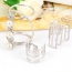 Fashion Silver Color Pearl Decorated Geometry Shape Hollow Out Design