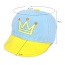 Lovely Light Blue+yellow Crown & Happy Word Decorated Crimping Design Cotton Children's Hats