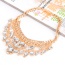 Fashion Gold Color Geometry Diamond Decorated Double Layers Design
