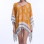 Vintage Orange Embroidery & Strip Pattern Decorated Loose Design Bikini Cover Up Smock