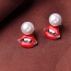 Fashion Red Pearl Decorated Lip Shape Design