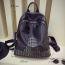 Fashion Black Rivet Decorated Pure Color Design Pu Backpack