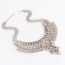 Vintage Silver Color Hollow Out Diamond Decorated Collar Design