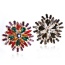 Personality Multicolor Gemstone Decorated Flower Shape Design Cz Diamond Korean Rings