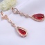 Luxury Red Diamond Decorated Waterdrop Shape Design Alloy Stud Earrings