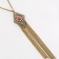 Vintage Red Metal Chain Tassel Pendant Decorated Multilayer Design
