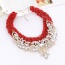 Fashion Red Diamond Leaf Decorated Hand-woven Collar Design