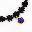 Vintage Blue Flower Pendant Decorated Collar Design