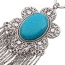 Vintage Blue Oval Diamond&tassel Pendant Decorated Short Chain Design Alloy Jewelry Sets