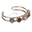 Personality Multicolor Stone Decorated Opening Design Alloy Fashion Bangles