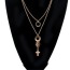 Delicate Gold Color Cross Shape Decorated Double Layer Design Alloy Chains