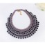 Bohemia Black Gemstone Decorated Multilayer Design Alloy Bib Necklaces