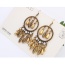 Charm Antique Gold Water Drop Gemstone Decorated Tassel Design  Alloy Korean Earrings