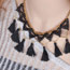 Exquisite Black Triangle Decorated Tassel Design Lace Tassel Necklaces