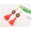 Sweet Orange Pink Pearl Decorated Tassel Design  Alloy Korean Earrings