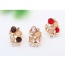 Fashion Pink Diamond Decorate Hollow Out Flower Design  Alloy Korean Rings