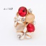 Fashion Light Orange Diamond Decorate Hollow Out Flower Design  Alloy Korean Rings