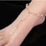 Vintage Silver Color Pearl Decorated Simple Design Alloy Fashion Anklets