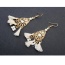Vintage White Tassel Pendant Decorated Hollow Out Waterdrop Shape Design Alloy Korean Earrings