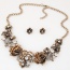 Vintage Gold Color Flower Shape Decorated Simple Jewelry Sets