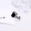 Retro Silver Color Aquare Gemstone Decorated Double Layer Opening Ring