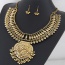 Vintage Gold Color Heart Shape Pendant Decorated Hollow Out Simple Jewelry Sets