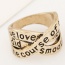Vintage Gold Color Letter Decorated Multi-layer Cross Simple Ring
