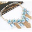 Trendy Blue+green Tassel&flower Decorated Multi-layer Short Chain Necklace