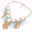 Trendy Blue+green Tassel&flower Decorated Multi-layer Short Chain Necklace
