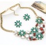 Lovely Green Flower Deacorated Hollow Out Jewelry Sets