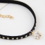 Personality Black Flower Pendant Decorated Rivet Woman Anklet
